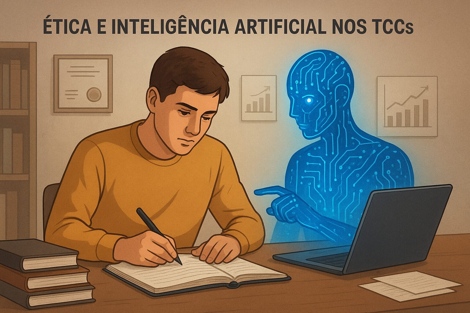 IA auxiliando a pessoa a escrever